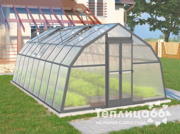 Теплица Рада Таймыр из поликарбоната, 3,5x6 метров, графитовая